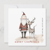 Whimsical minimalistische kerstman bedrijf feestdagenkaart (Voorkant)