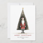 Whimsical minimalistische Kerstman Kerstmis Feestdagenkaart (Voorkant)