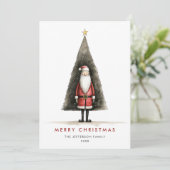 Whimsical minimalistische Kerstman Kerstmis Feestdagenkaart (Staand voorkant)
