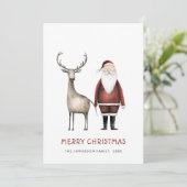 Whimsical minimalistische Kerstman Kerstmis Feestdagenkaart (Staand voorkant)