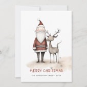 Whimsical minimalistische Kerstman Kerstmis Feestdagenkaart (Voorkant)