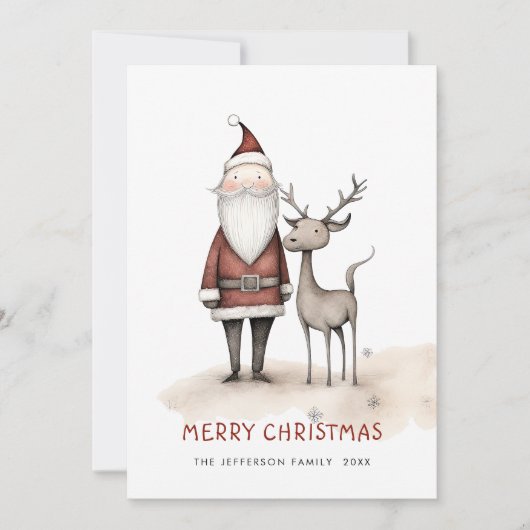 Whimsical minimalistische Kerstman Kerstmis Feestdagenkaart (Voorkant)