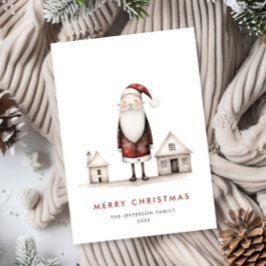 Whimsical minimalistische Kerstman Kerstmis Feestdagenkaart