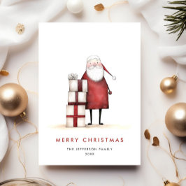 Whimsical minimalistische Kerstman Kerstmis Feestdagenkaart