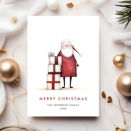 Whimsical minimalistische Kerstman Kerstmis Feestdagenkaart