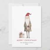 Whimsical minimalistische Kerstman Kerstmis Feestdagenkaart (Voorkant)