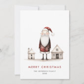 Whimsical minimalistische Kerstman Kerstmis Feestdagenkaart (Voorkant)