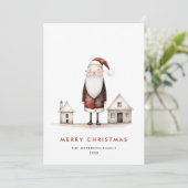 Whimsical minimalistische Kerstman Kerstmis Feestdagenkaart (Staand voorkant)