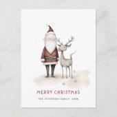 Whimsical Minimalistische Kerstman Kerstvakantie Briefkaart (Voorkant)
