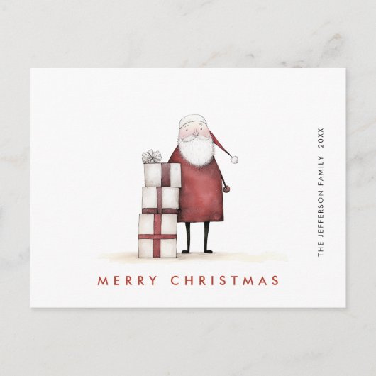 Whimsical Minimalistische Kerstman Kerstvakantie Briefkaart (Voorkant)