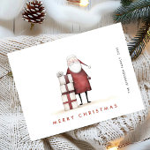 Whimsical Minimalistische Kerstman Kerstvakantie Briefkaart
