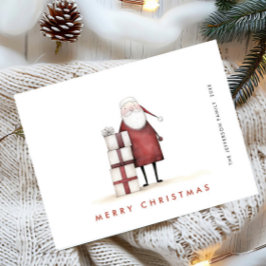 Whimsical Minimalistische Kerstman Kerstvakantie Briefkaart