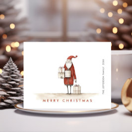 Whimsical Minimalistische Kerstman Kerstvakantie Briefkaart