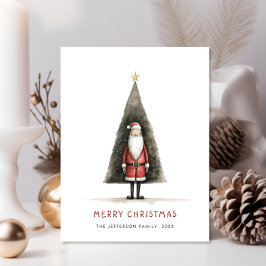 Whimsical Minimalistische Kerstman Kerstvakantie Briefkaart