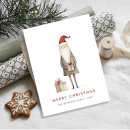 Whimsical Minimalistische Kerstman Kerstvakantie Briefkaart