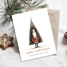 Whimsical Minimalistische Kerstman Kerstvakantie Briefkaart