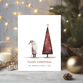 Whimsical Minimalistische Kerstman Kerstvakantie Briefkaart