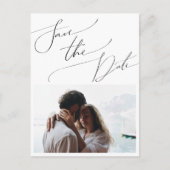 Whimsical Minimalistische Script Foto Save The Dat Uitnodiging Briefkaart (Voorkant)