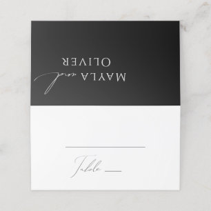 Whimsical Minimalistische Script Zwart Geplooid Plaatskaartje