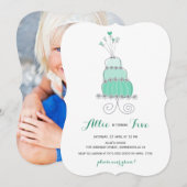 Whimsical Mint Cake Girl Birthday Party Invite Kaart (Voorkant / Achterkant)