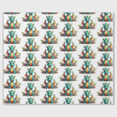 Whimsical Mint Green Baby Dragon Wrapping Paper Cadeaupapier (Vlak)