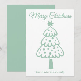 Whimsical Mint Green Hand getrokken kerstboom Feestdagenkaart