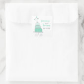 Whimsical Mint Groene Sweethearts Chique Taart van Vierkante Sticker (Tas)