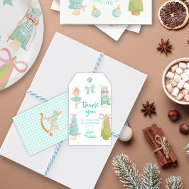 Whimsical Mint Nutcracker Birthday Gift Tag Cadeaulabel