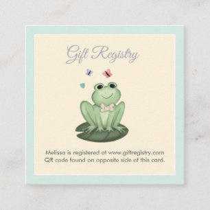 Whimsical Mintgroene Kikker Baby Shower Verlanglij Informatiekaartje