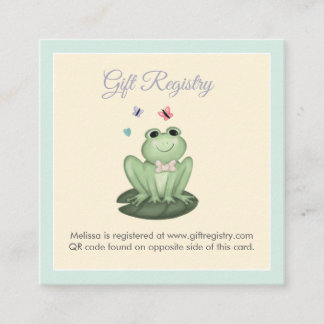 Whimsical Mintgroene Kikker Baby Shower Verlanglij Informatiekaartje