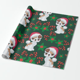Whimsical Mistletoe en Puppies Cadeaupapier