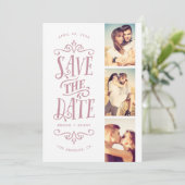 Whimsical Mod 3-Photo Save the Date | Mauve (Staand voorkant)