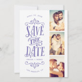 Whimsical Mod 3-Photo Save the Date | Periwinkle (Voorkant)
