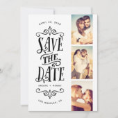 Whimsical Mod 3-Photo Save the Date | Zwart (Voorkant)
