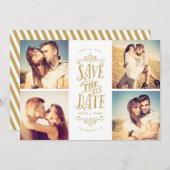Whimsical Mod 4-Photo Save the Date | Goud (Voorkant / Achterkant)