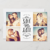 Whimsical Mod 4-Photo Save the Date | Zwart (Voorkant)