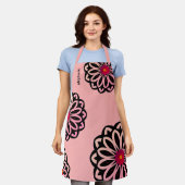 Whimsical mod bloemen in roze tinten aangepaste te schort (Gedragen)