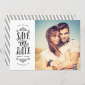 Whimsical Mod Photo Save the Date | Zwart (Voorkant / Achterkant)