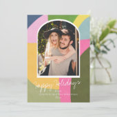 Whimsical Modern Abstract Art Photo Holiday Kaart (Staand voorkant)