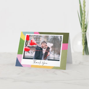 Whimsical Modern Abstract Art Photo Wedding Bedankkaart