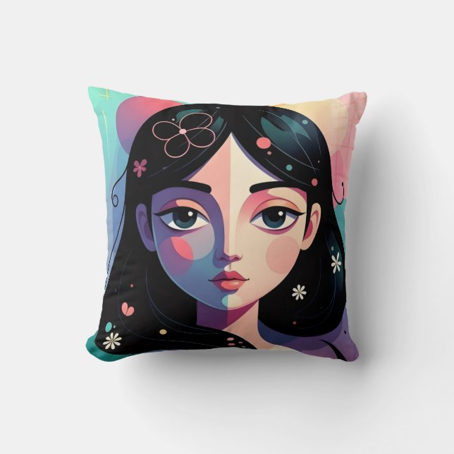Whimsical Modern Art Throw Pillow Kussen (Voorkant)