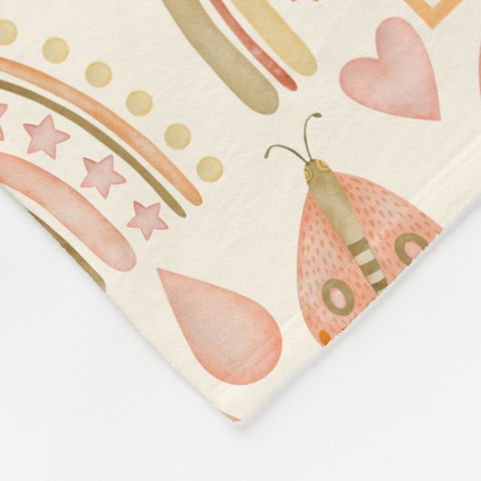 Whimsical Modern Boho Rainbow Pattern Name Baby Fleece Deken (Hoek)