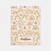 Whimsical Modern Boho Rainbow Pattern Name Baby Fleece Deken (Voorkant)
