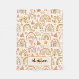 Whimsical Modern Boho Rainbow Pattern Name Baby Fleece Deken