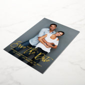 Whimsical Modern Calligraphy Save the Date Photo Folie Uitnodiging (Gedraaid)