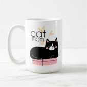 Whimsical Modern Cat Mom Fun Typografie Koffiemok (Links)