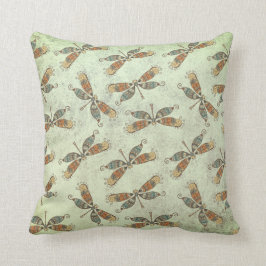 Whimsical Modern Dragonfly Patroon op Sage Green Kussen