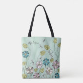 Whimsical Modern Floral Natuur meisjesnaam Tote Bag (Achterkant)