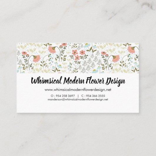 Whimsical Modern Flower Visitekaartje (Achterkant)