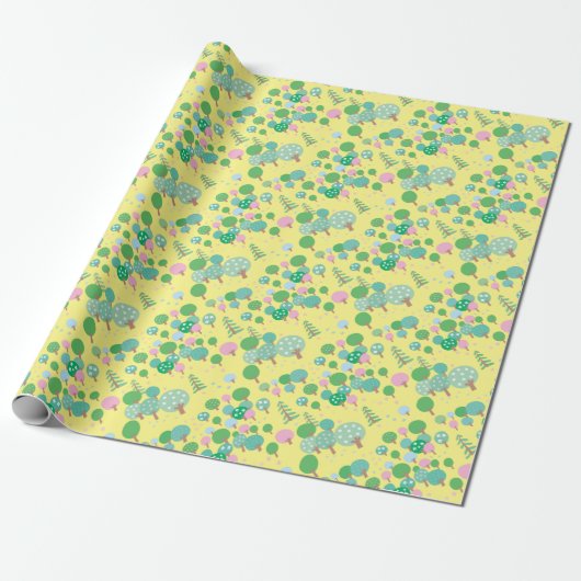 Whimsical Modern Forest Cadeaupapier (Uitgerold)
